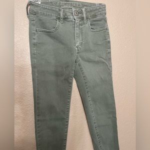 Olive green-grayish faded style, high rise Jegging